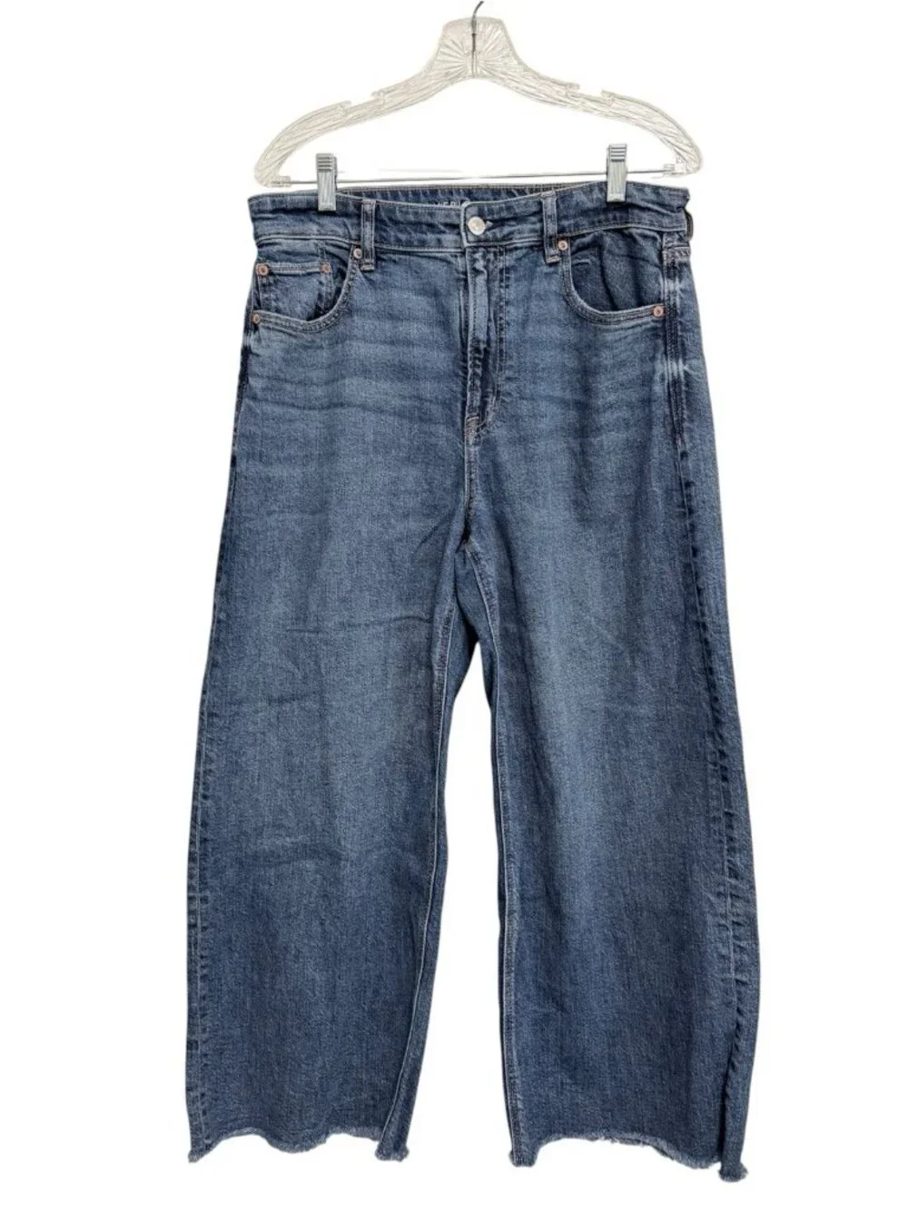 American Eagle Outfitters Super High-Rise Baggy Wide-Leg Jeans Blue 12 X-Short